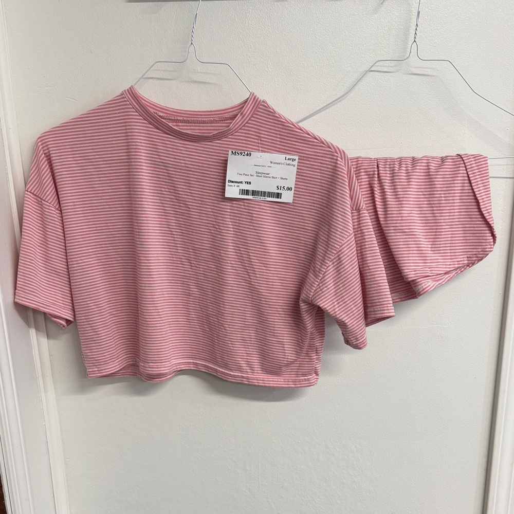 Striped Pink Crop Top Sleepwear